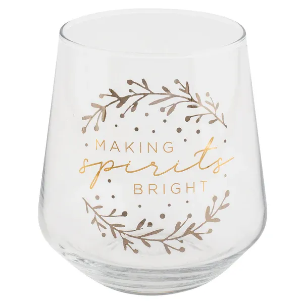 Stemless Wine Glass Making Spirits Bright