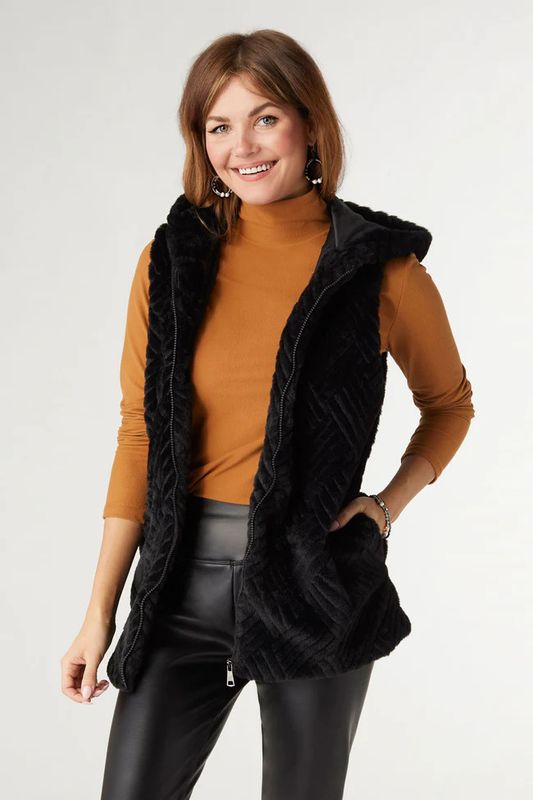 Lyric Faux  Fur Hooded Vest ~ Two Colors