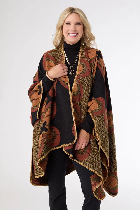 Canna Reversible Whipstitch Wrap - Nutmeg/Black