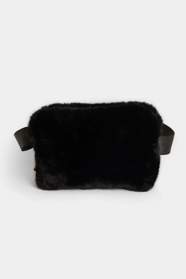 Estelle Faux Fur Sling Bag, Color: Black