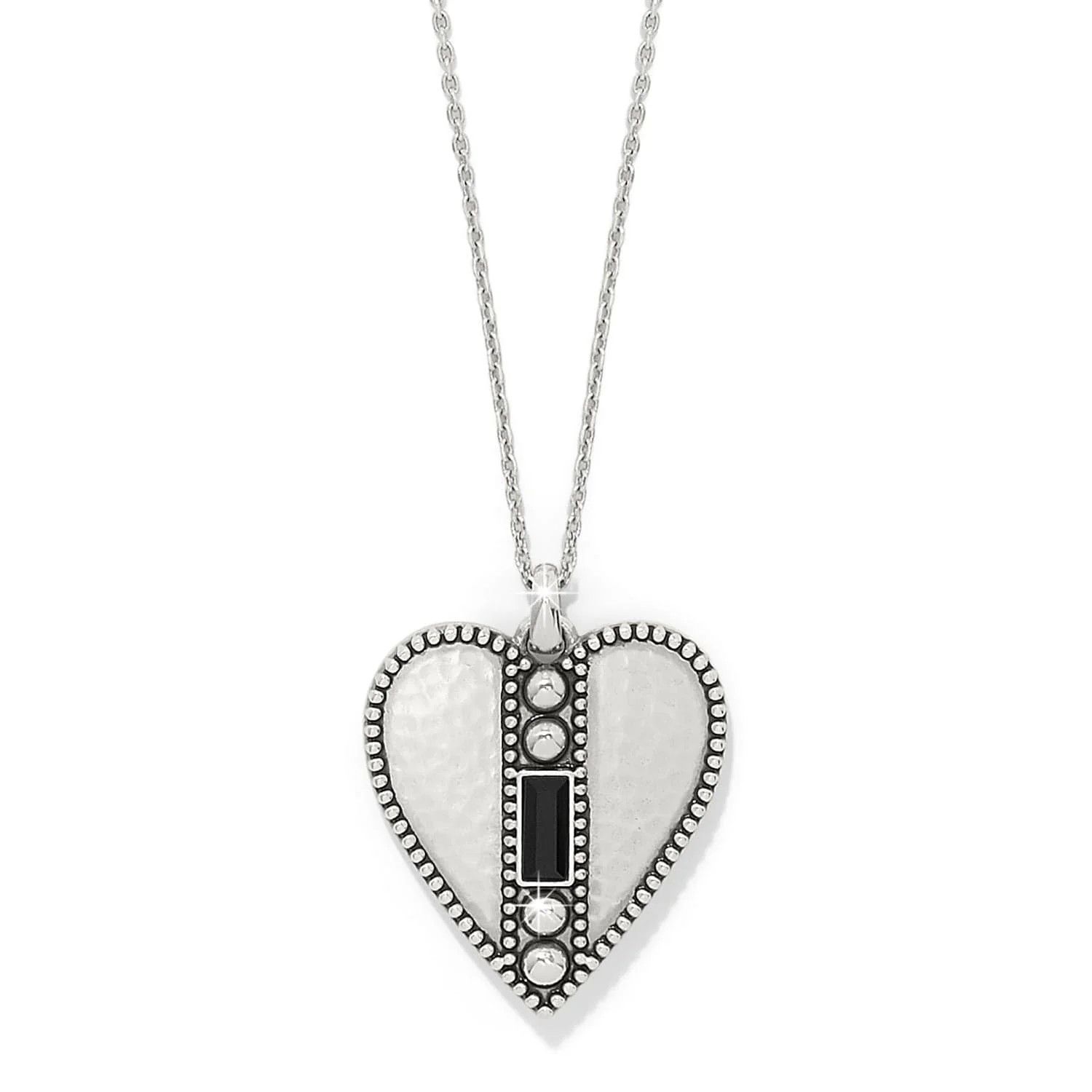 Pretty Tough Gem Heart Necklace, Color: Black