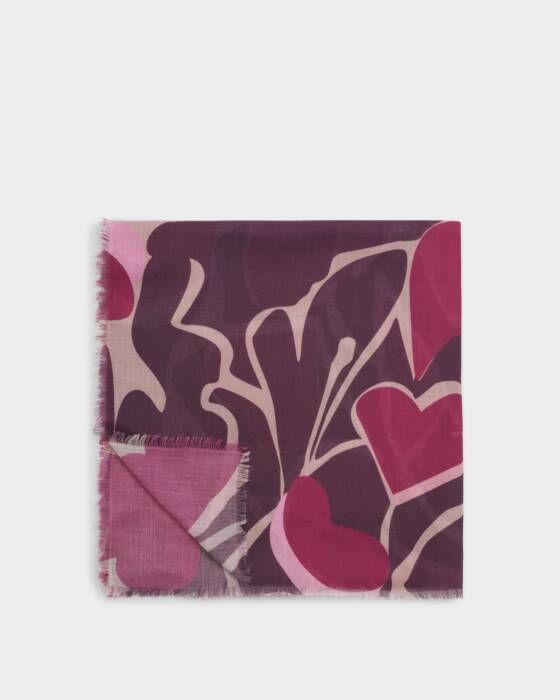 Printed Scarf Organic Heart Deep Red