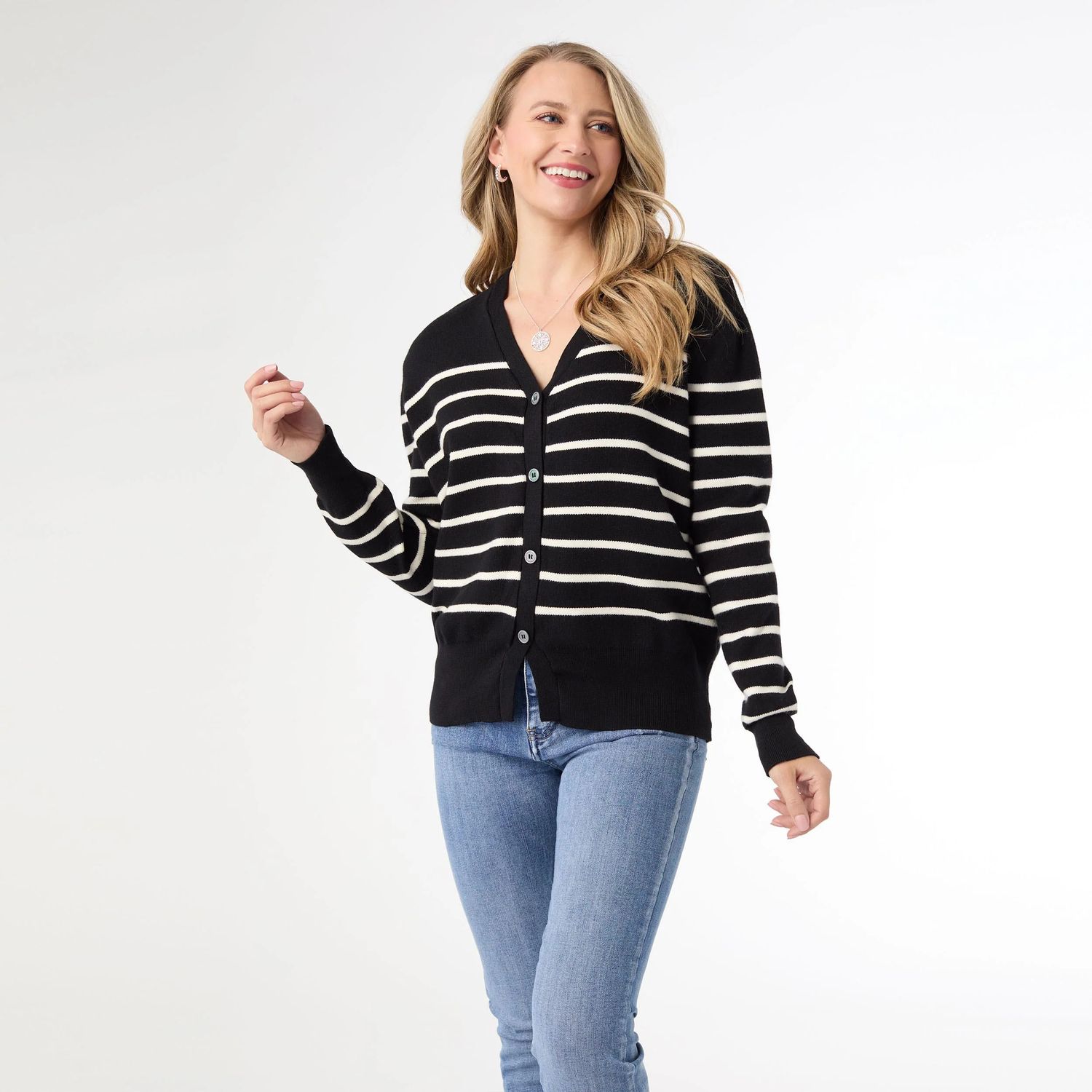 Winn Striped Cardigan - Black &amp; White