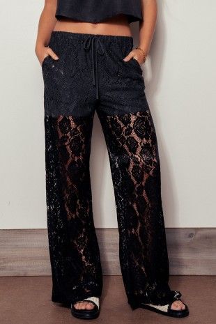 Boho Lace Wide Leg Pants for Summer Outfits