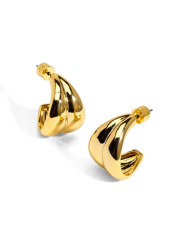 Textured Crescent Huggie Earring Gold