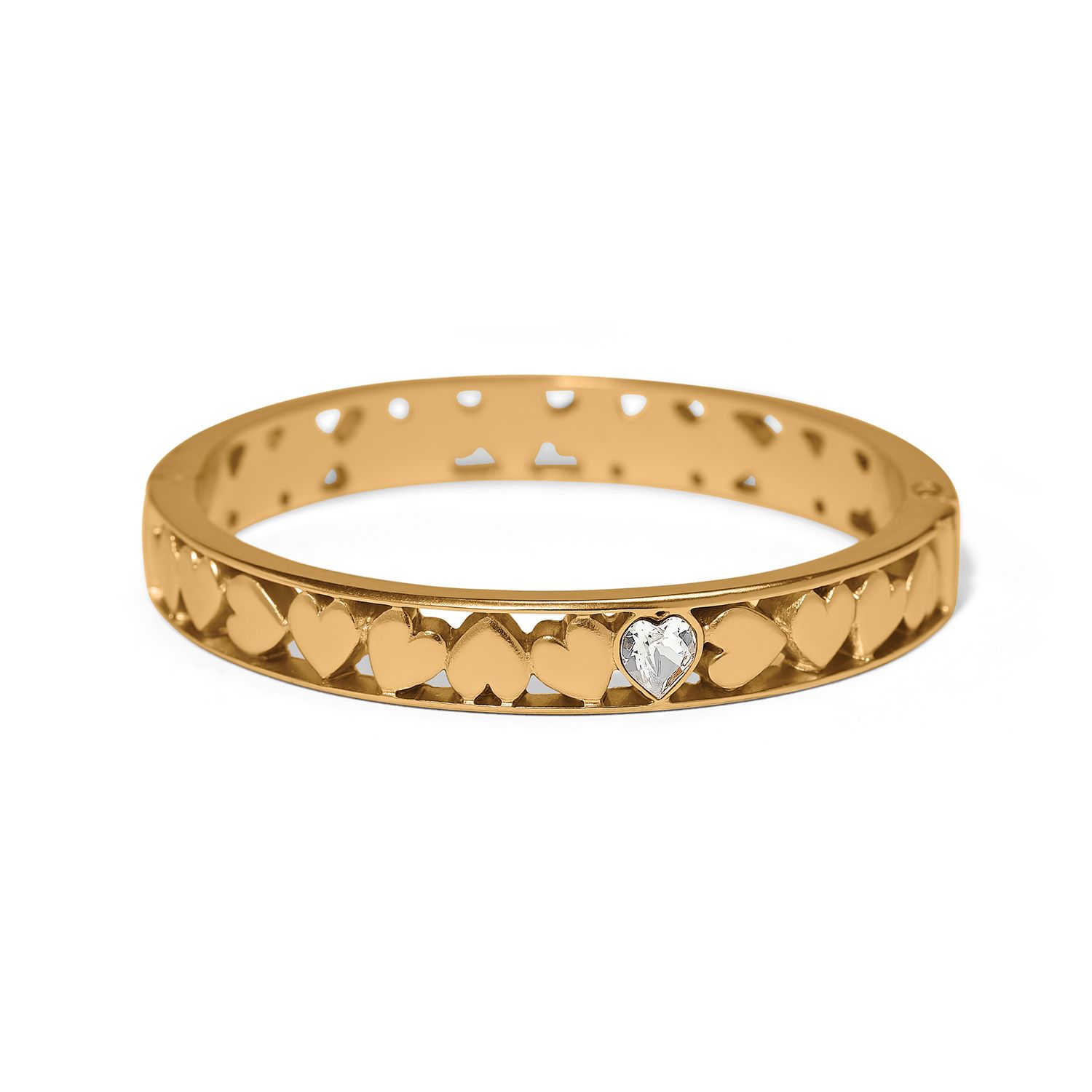 Mystery of Love Hearts Hinged Bangle Gold