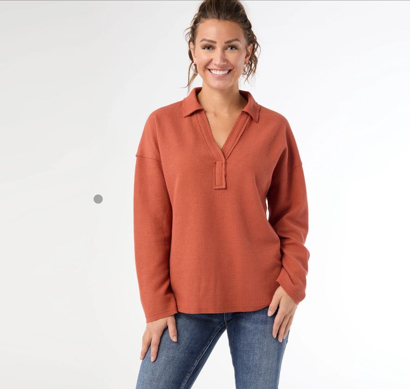 Michela Long Sleeve V-Neck Top