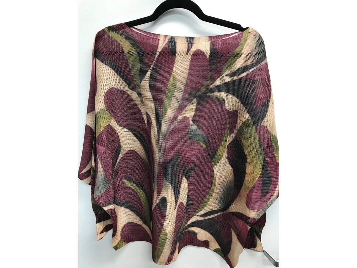 Plum Fall Leaves Knit Sweater One Size