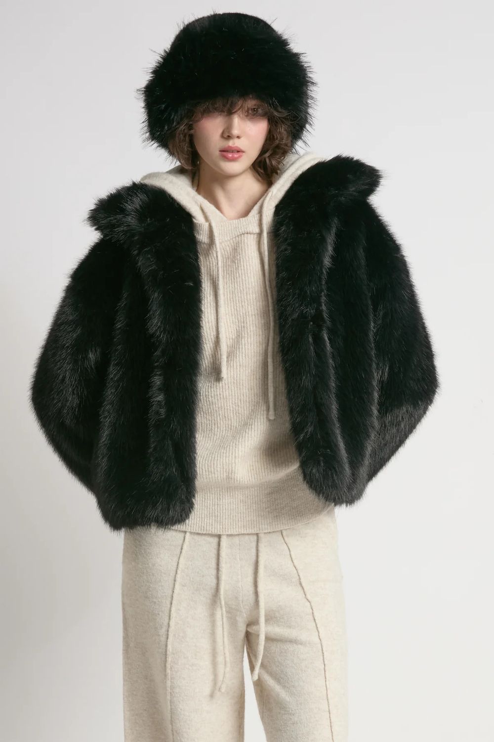 The Sacha Fur Jacket, Color: Black