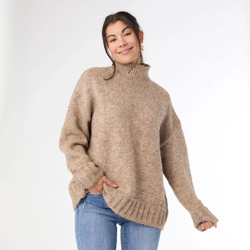 Joyce Marled Long Sleeve Mock Neck Sweater