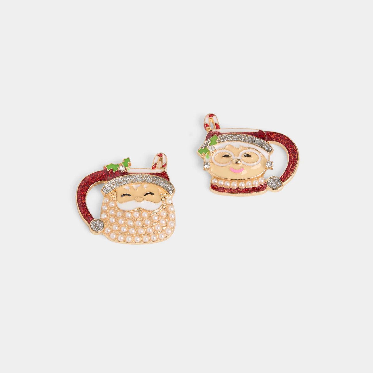 Mr and Mrs Claus Mug Earrings - Red