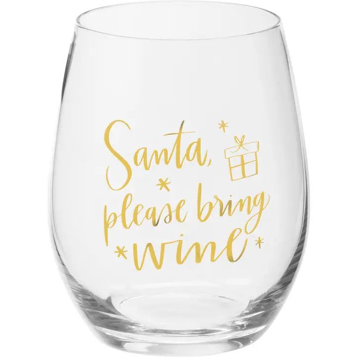 Santa Please Bring Wine Wine Glass