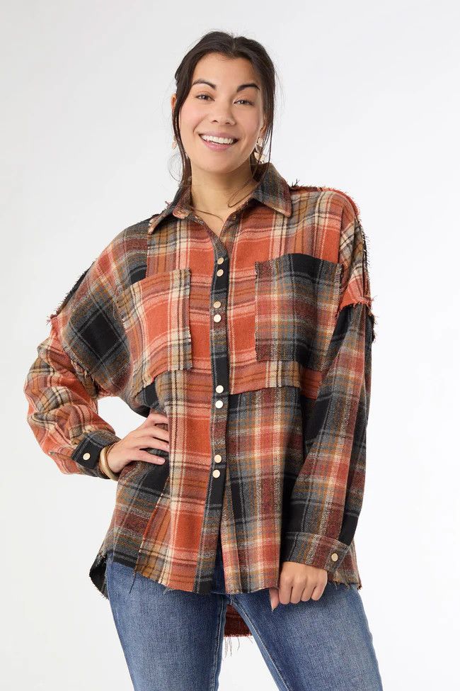 Lizzi Raw Trim Pieced Flannel Top
