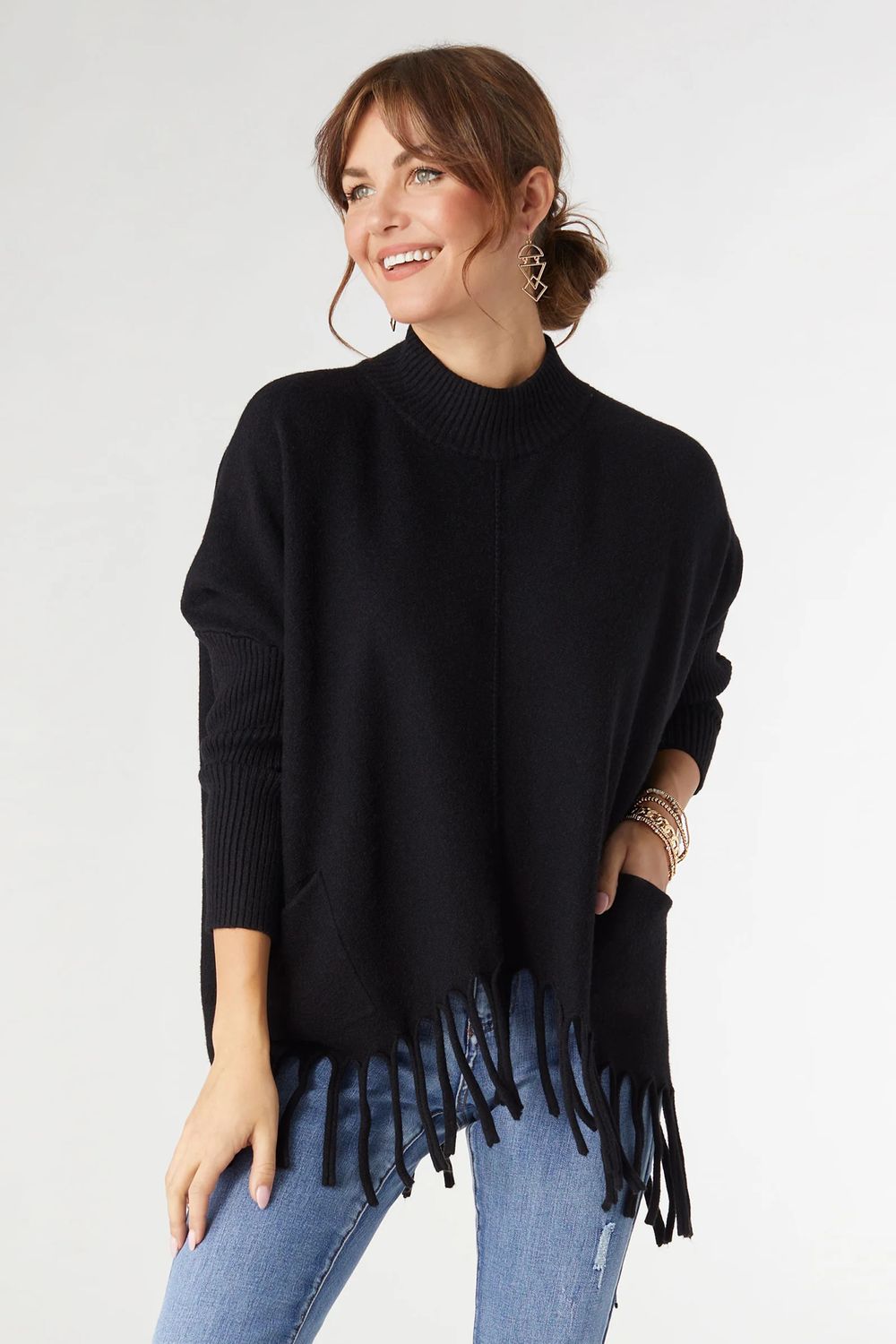 Heavenly-Luxe Flowy Mock Neck Sweater