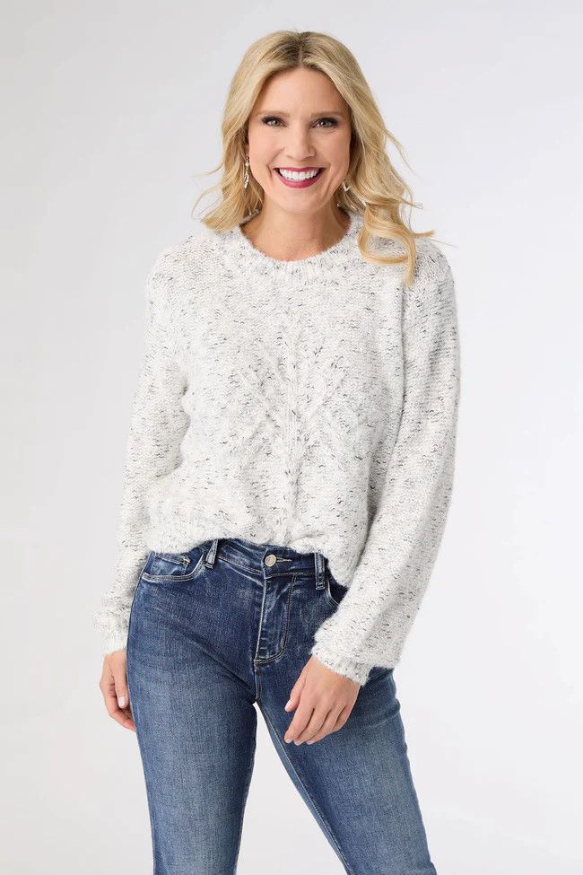 Alivia Sparkle Sweater w/Front Cable Knit Tree, Size: XS