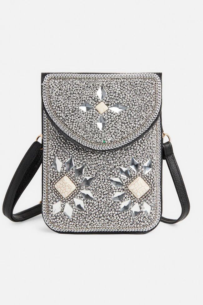 Artisan Beaded Holiday Crossbody, Color: Silver Mosaic