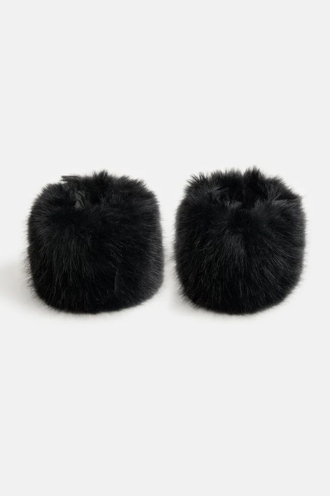Faux Fur Cuffs, Color: Black
