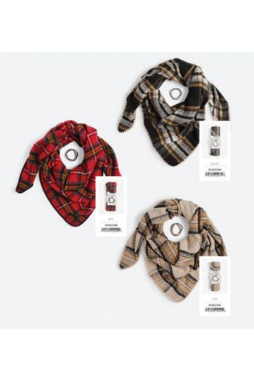 Plaid Triangle Wrap &amp; Bracelet Set