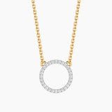 Lab-Grown Circle Pendant Neckace - Gold