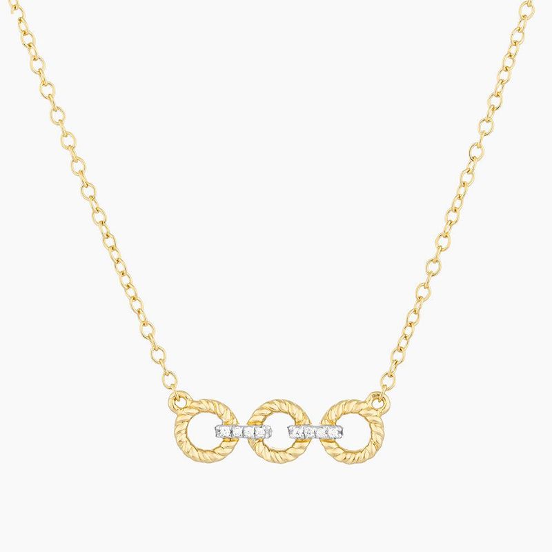 Petite Connect 3 Circle Diamond Necklace Gold