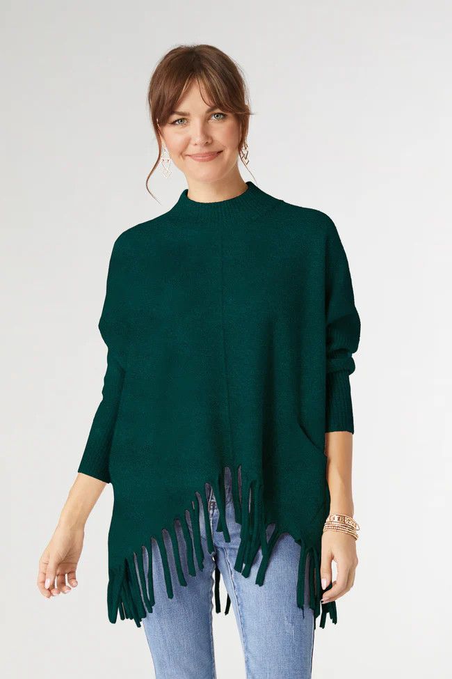 Heavenly-Luxe Flowy Mock Neck Fringe Bottom Sweater