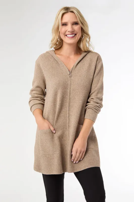 Heavenly-Luxe Zip Front Hooded with Pockets Beige Heather