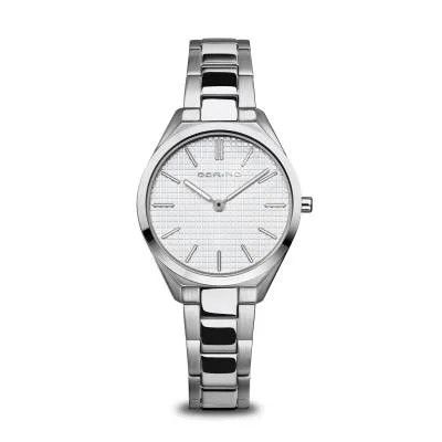 Bering Women&#39;s Ultra Slim Polished Brushed Silver Watch
