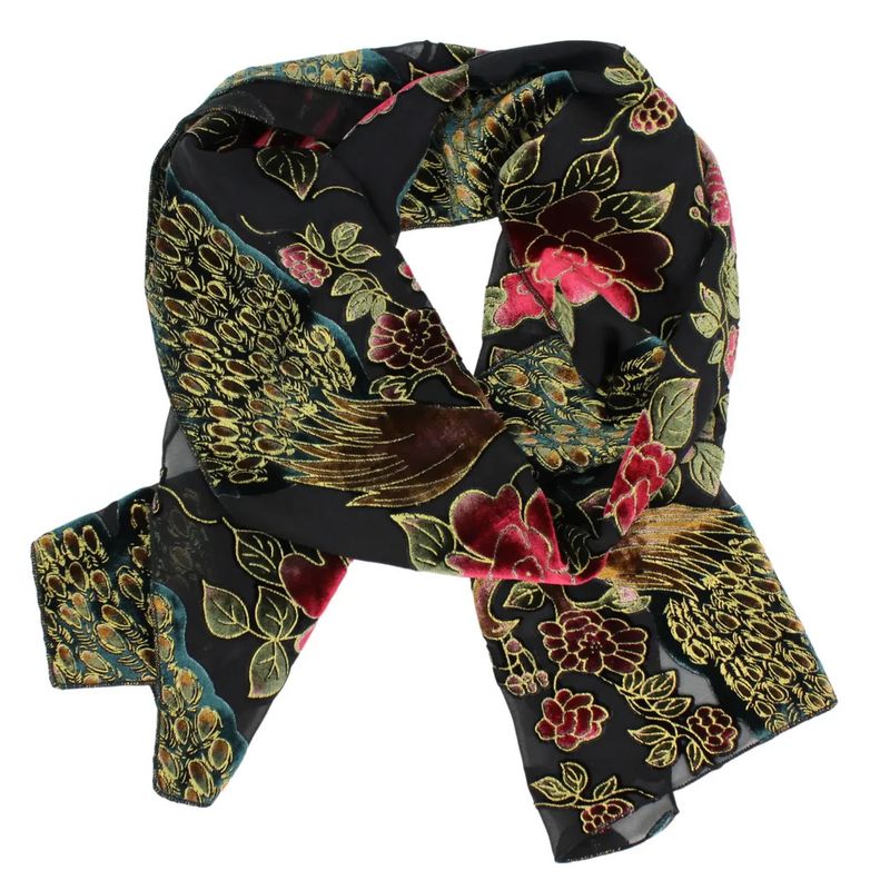 Burnout Velvet Scarf Peacock