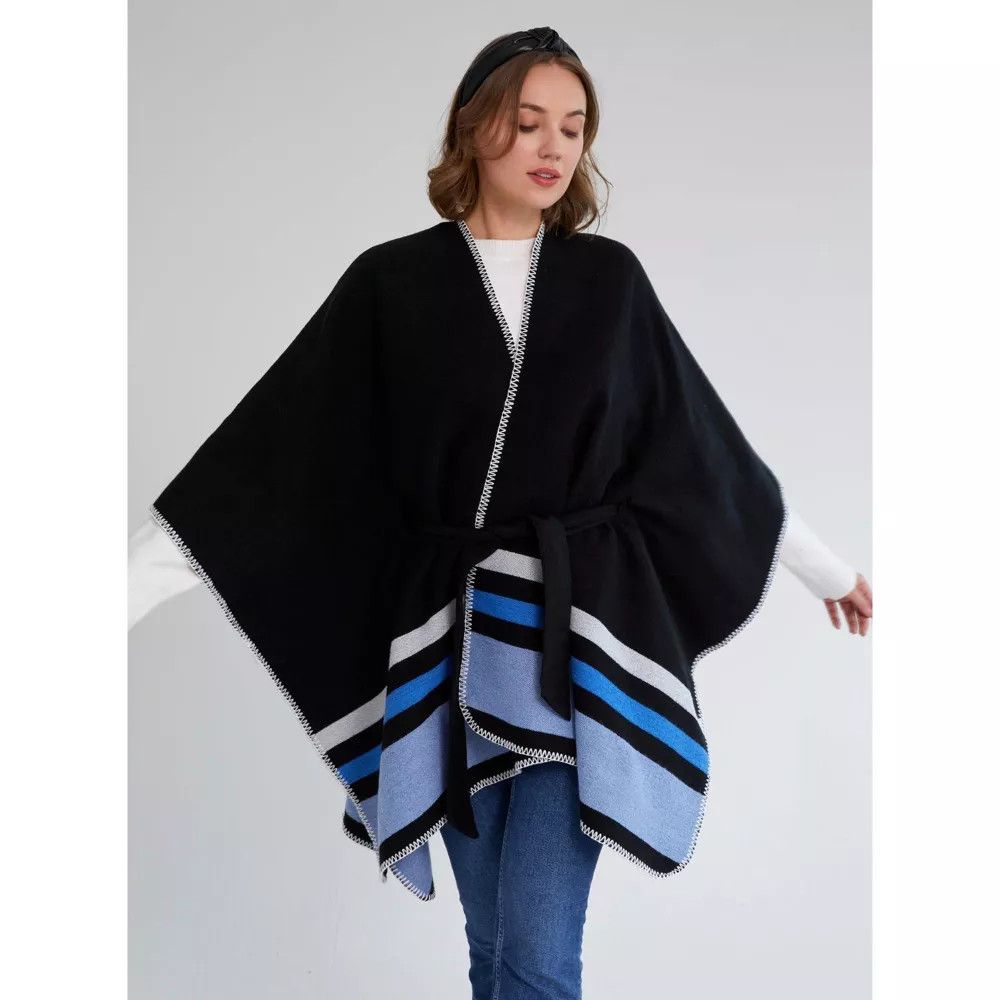 Twila Belted Cape Black