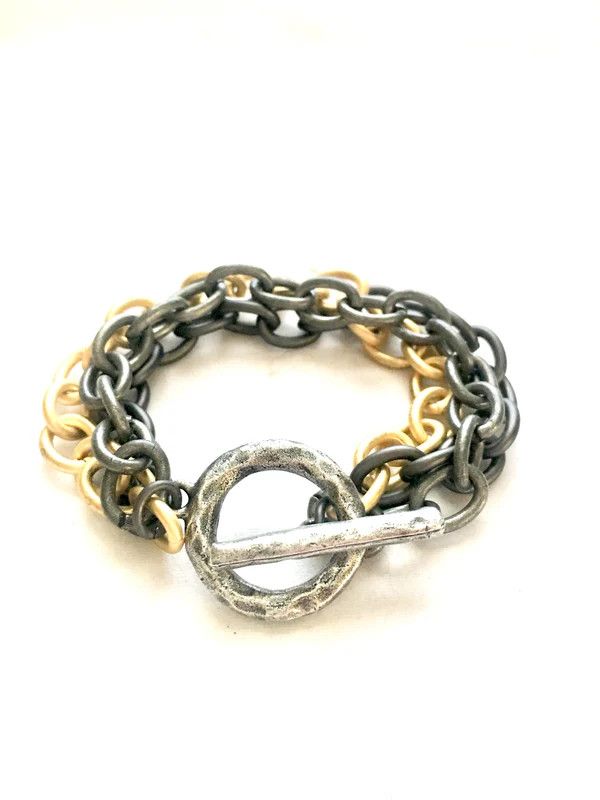Bennett Bracelet Mixed Metals Gold Toggle