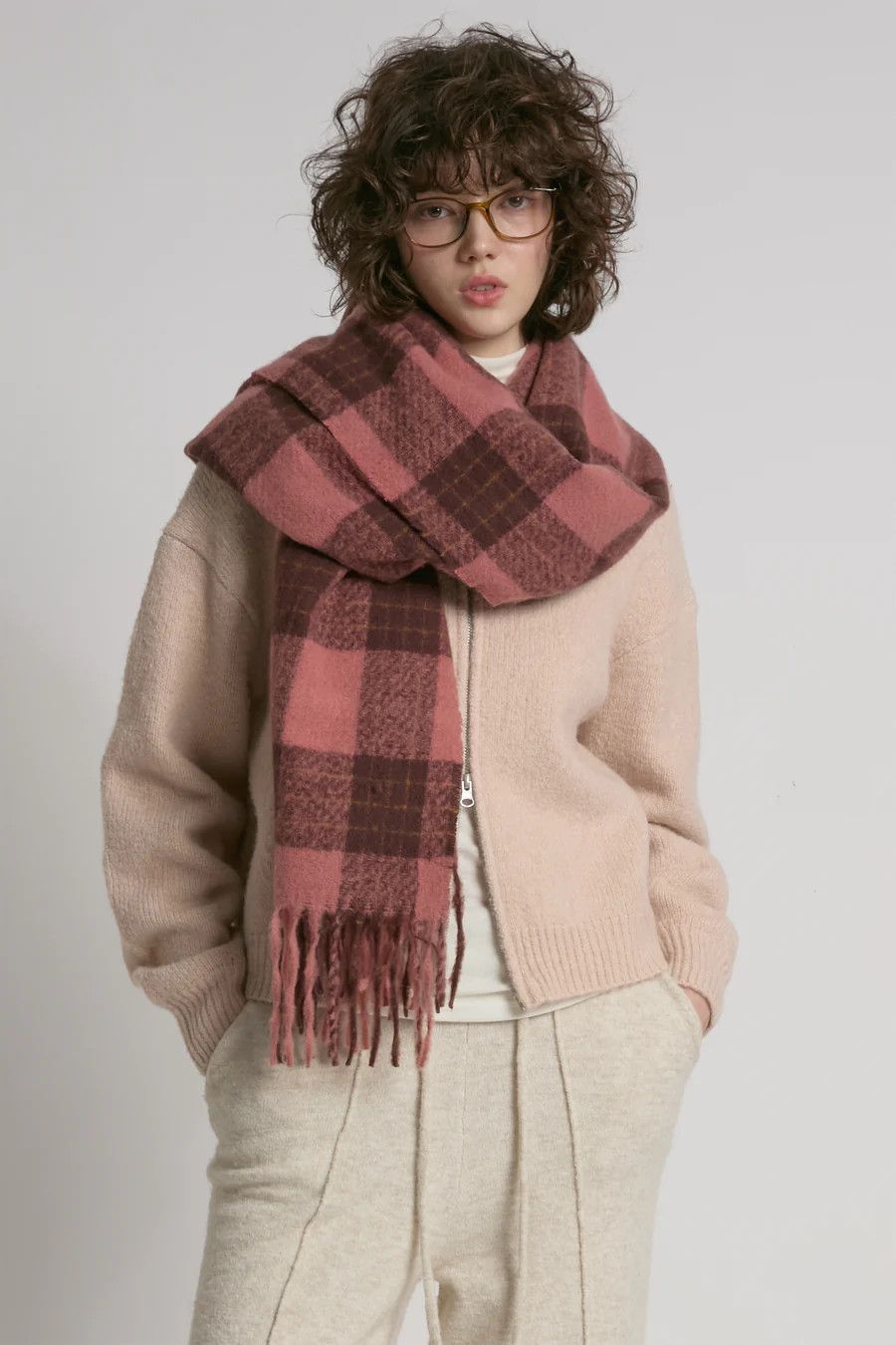 Rosewood Check Scarf - PInk
