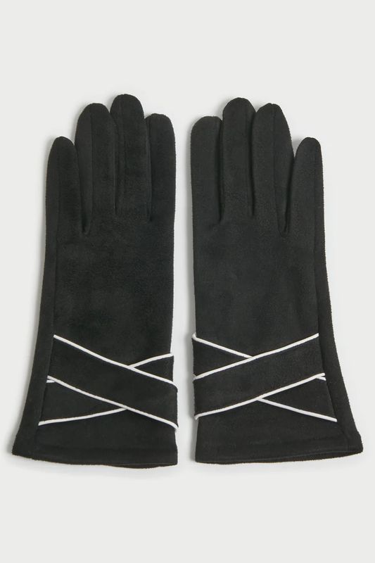 Ribbon Cuff Gloves- Black
