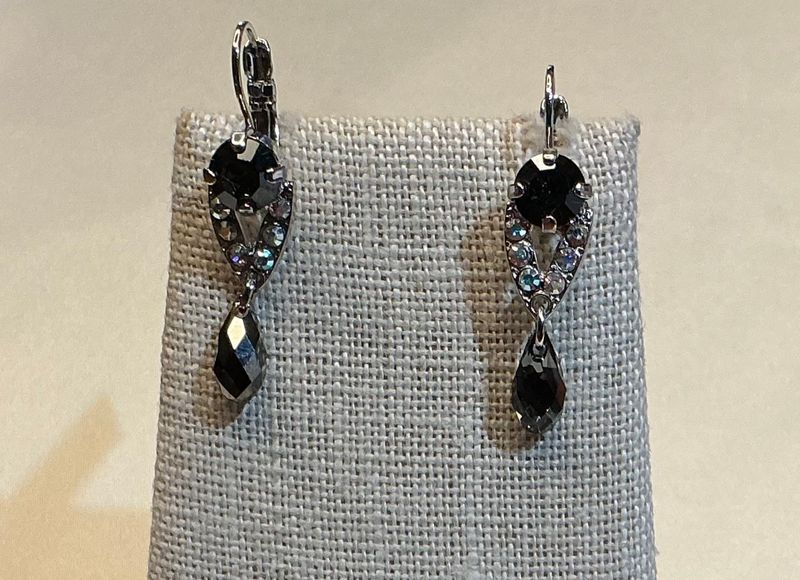 Fancy “Tuxedo” Teardrop Crystal Earrings Black