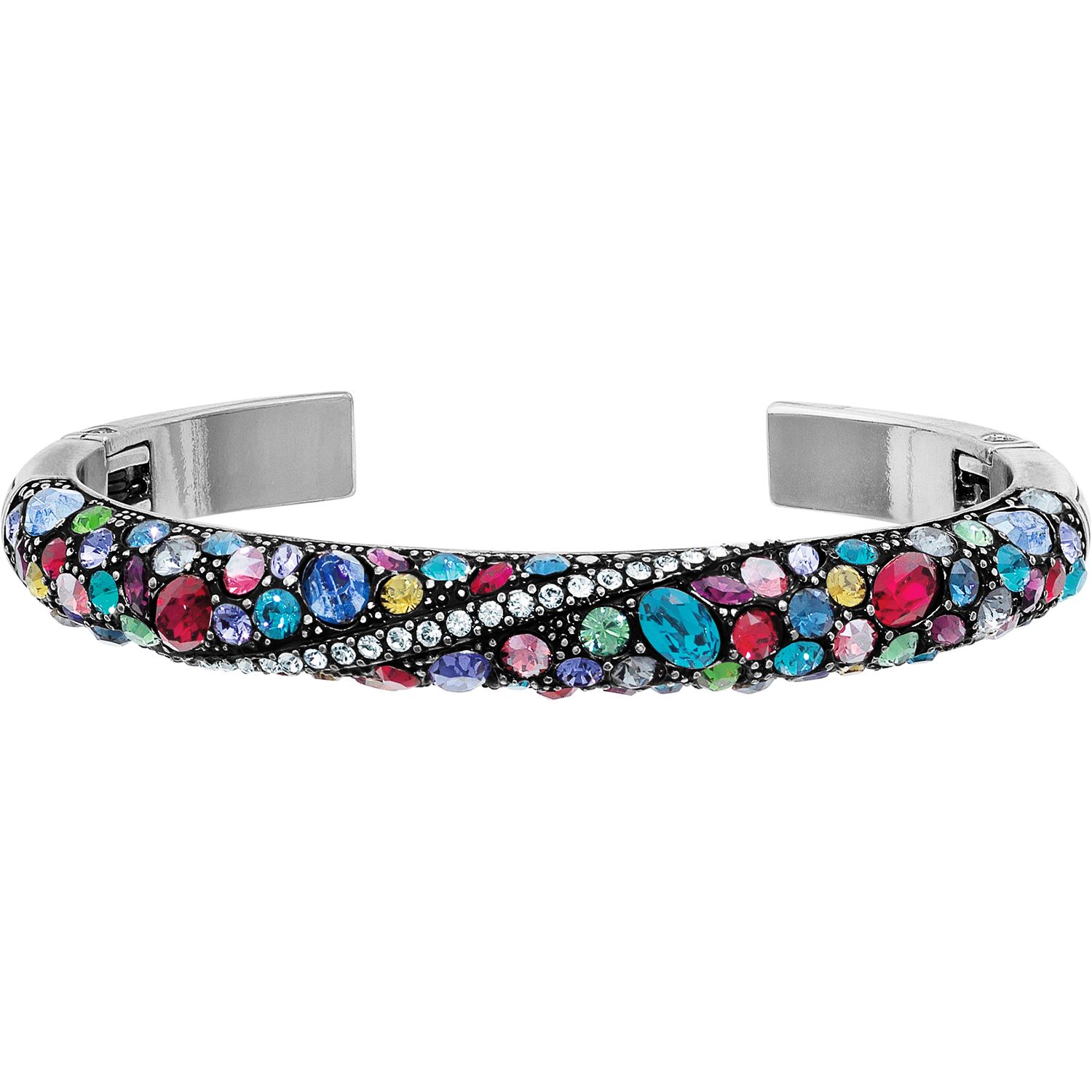 Trust Your Journey Double Hinged Bangle Silver-Multi