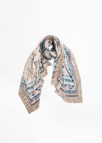 Cashmere Blended Bohemian Scarf - Taupe