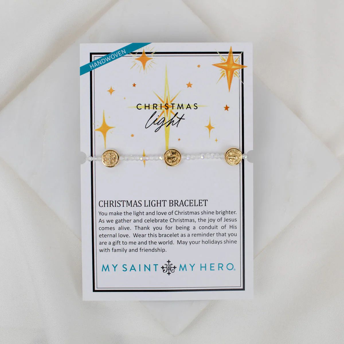 Christmas Light Bracelet Crystal / Gold Benedict Medals