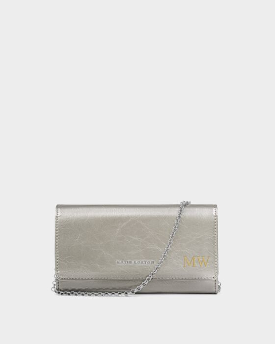 Zea Patent Crackle Crossbody Bag Pewter Patent