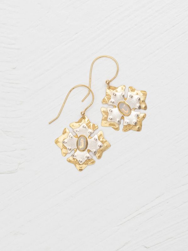 Elizabeth Medallion Earrings: Opal