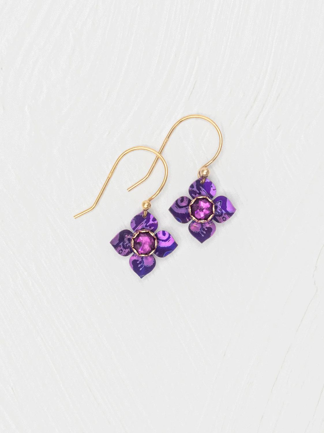 Petite Fleur Earrings: Royal Purple