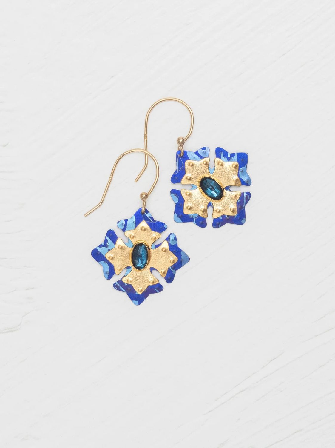 Elizabeth Medallion Earrings: Sapphire Blue