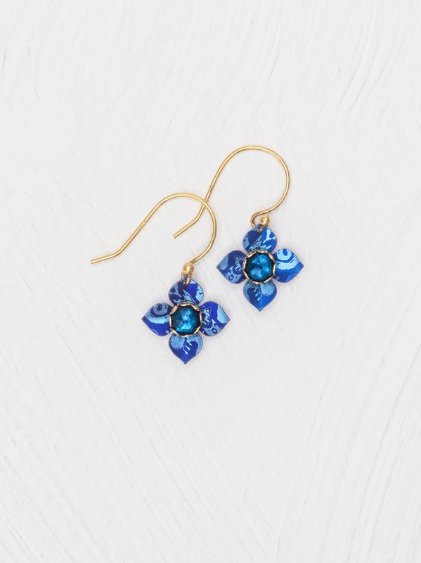 Petite Fleur Earrings: Sapphire Blue