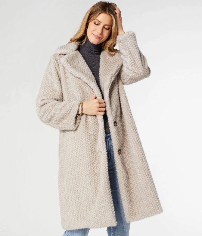 Lenore Textured Faux Fur Coat