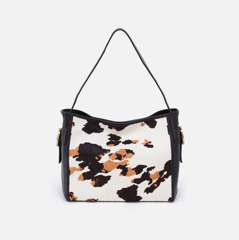 Render Shoulder Bag, Color: Cow Print Black and Brown