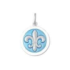 Fleur De Lis Pendant, Color: Light Blue, Size: 15mm