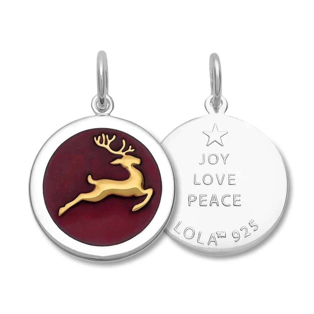 Reindeer Pendant, Color: Gold/Red, Size: 19mm