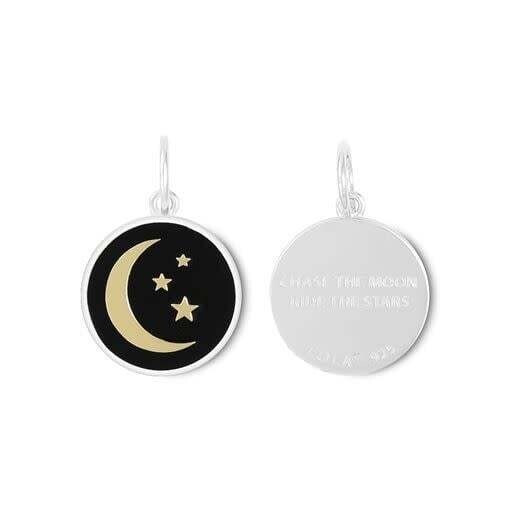 Moon &amp; Stars Pendant, Color: Gold Black, Size: 19mm