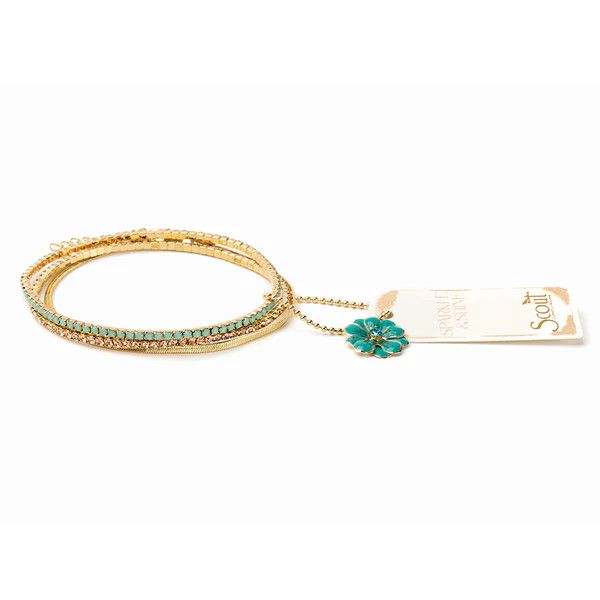 Sparkle &amp; Shine Rhinestone Bracelet Trio, Color: Pacific Opal/Gold