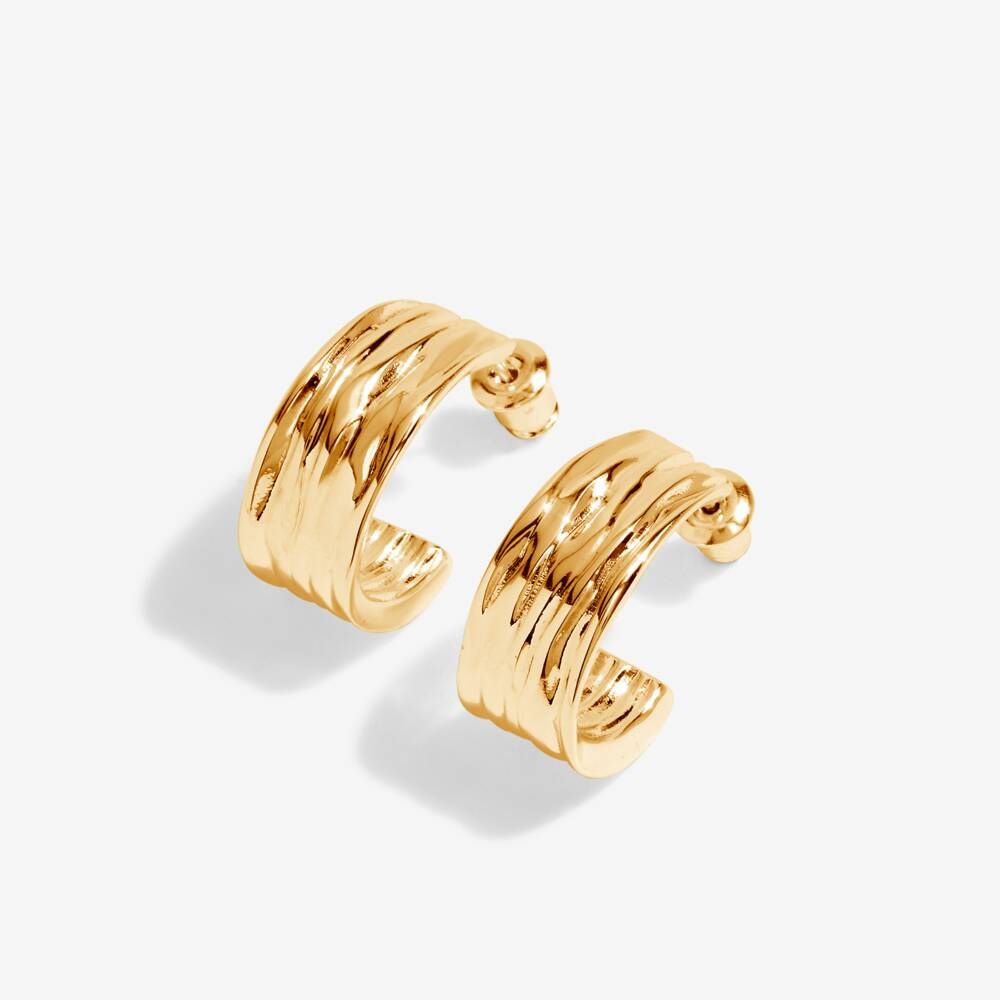 Statement Textured Huggie Earrings in Gold