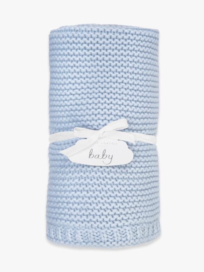 Baby Blanket Blue Cotton Knitted 70 x 50 cm