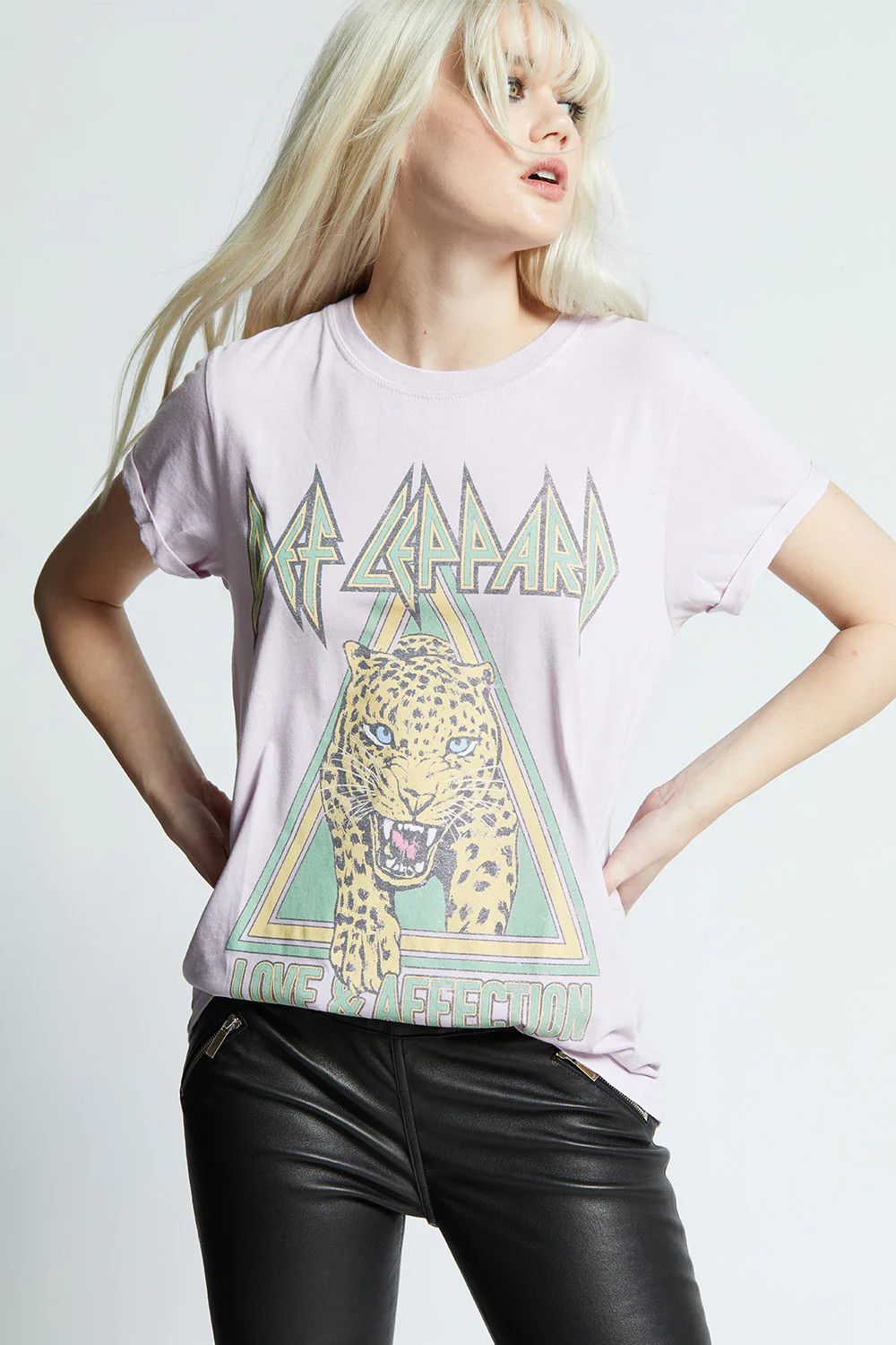 Def Leopard Love &amp; Affection Burnout T-Shirt, Color: Lilac, Size: Small